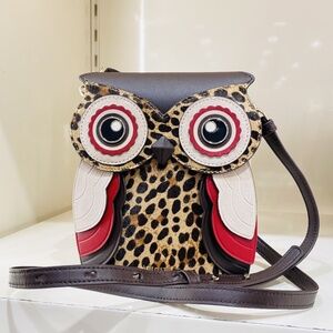 【kate spade】blinx leopard 3d owl crossbody/NWT!!